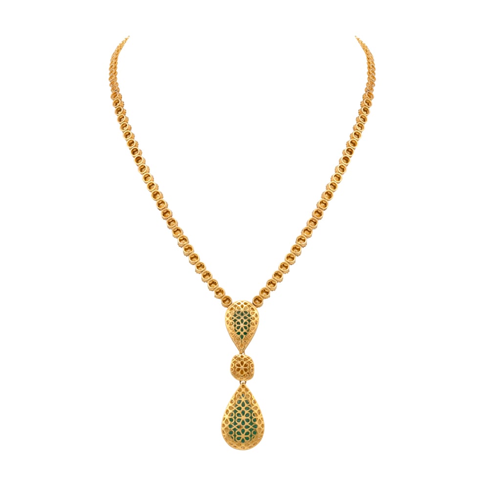Claw-Set Emerald and Diamond Pendant Necklace